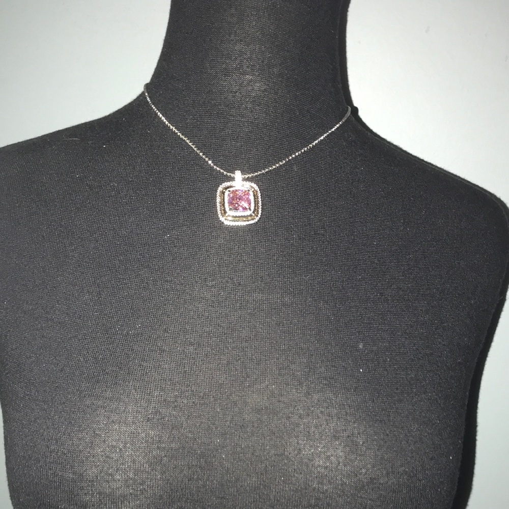 Pink Square shaped pendant necklace